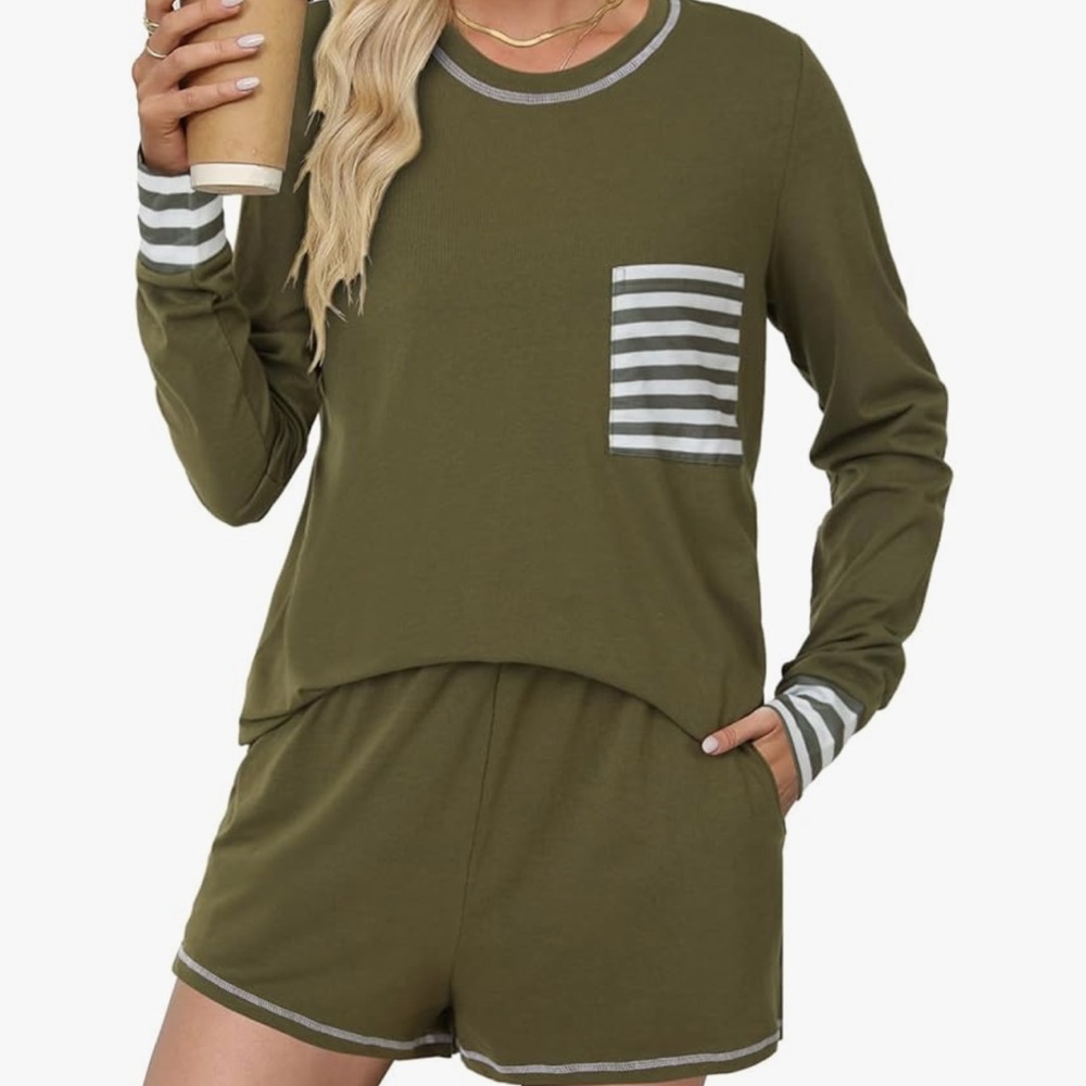 Olive Green Women's lounge two piece  Set